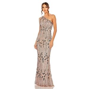 Mac Duggal #5976 Blush Pink One Shoulder Embellished Fishtail Gown